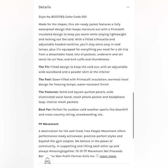 Free People FP Movement All Prepped Ski Snow Jacket Women’s Small S Greyed Olive - Picture 6 of 7